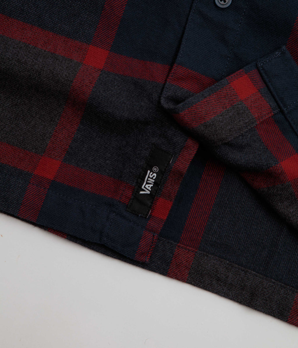 Vans Men's Larkspur Plaid Flannel Shirt Parisian Night/Poppy Ember sleeve detail