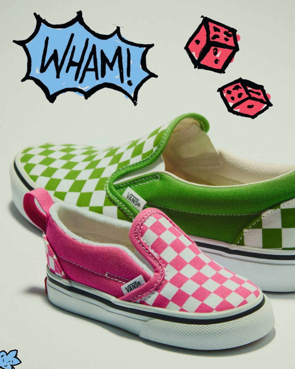 Vans Little Kids' Classic Slip-On Checkerboard Shoes - Green side view