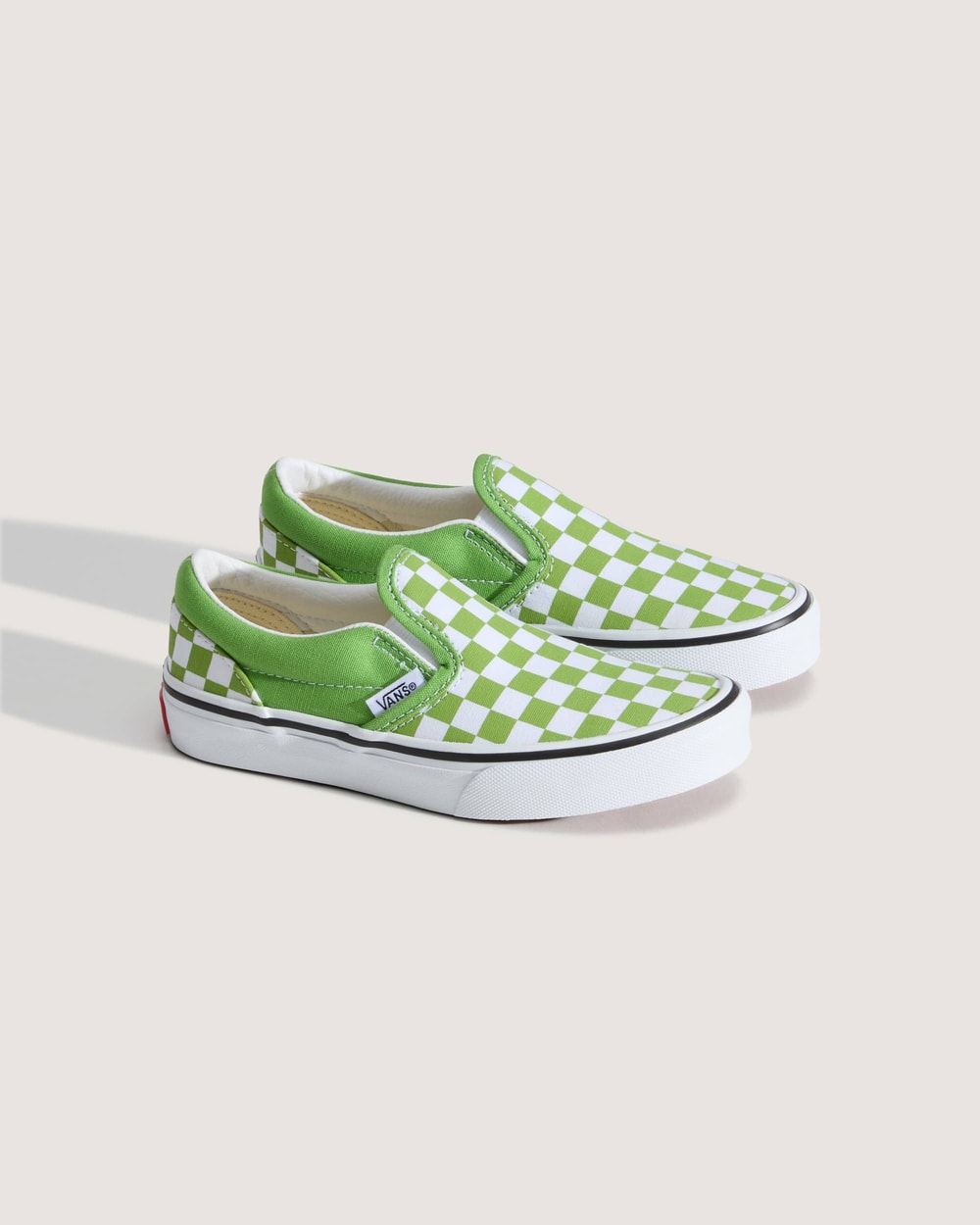 Vans Little Kids' Classic Slip-On Checkerboard Shoes - Green top view