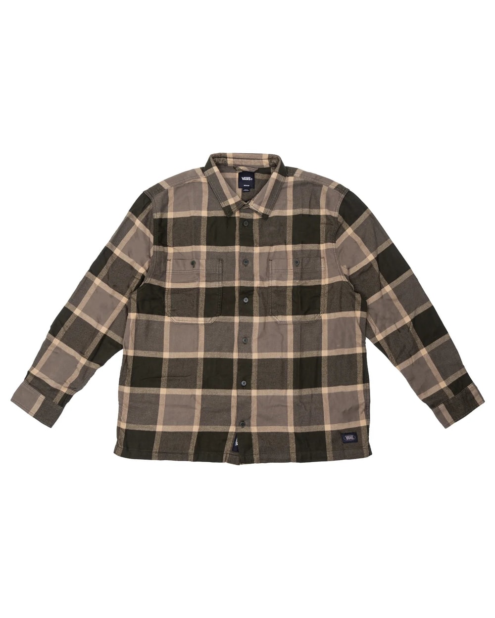 Vans Men's Larkspur Plaid Flannel Shirt Obsidian Fern/Bungee Cord front