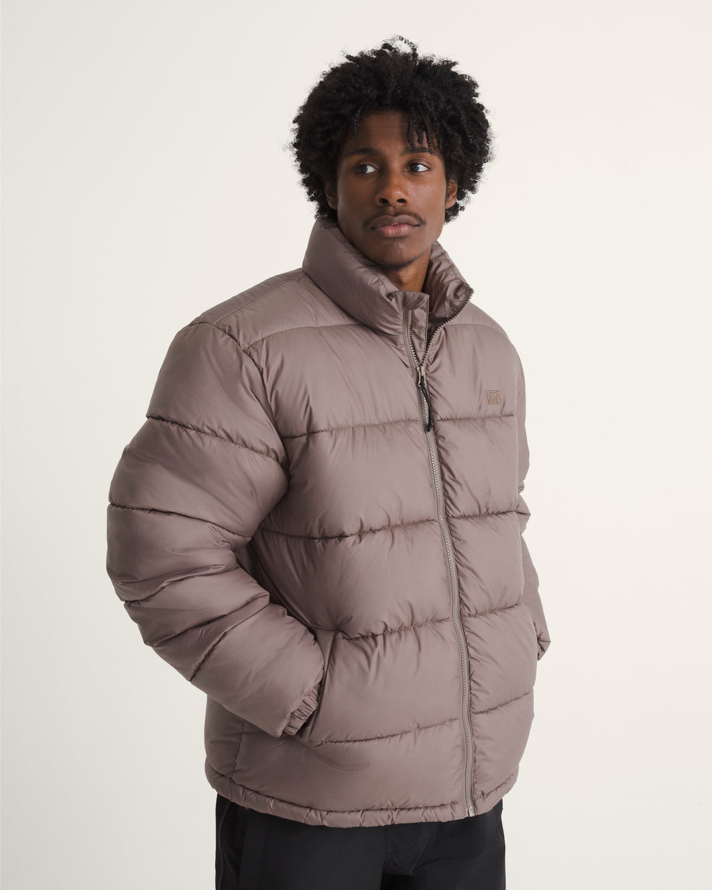 Vans Men's MTE Hillgate No Hood Puffer Jacket in Walnut Brown, on model front