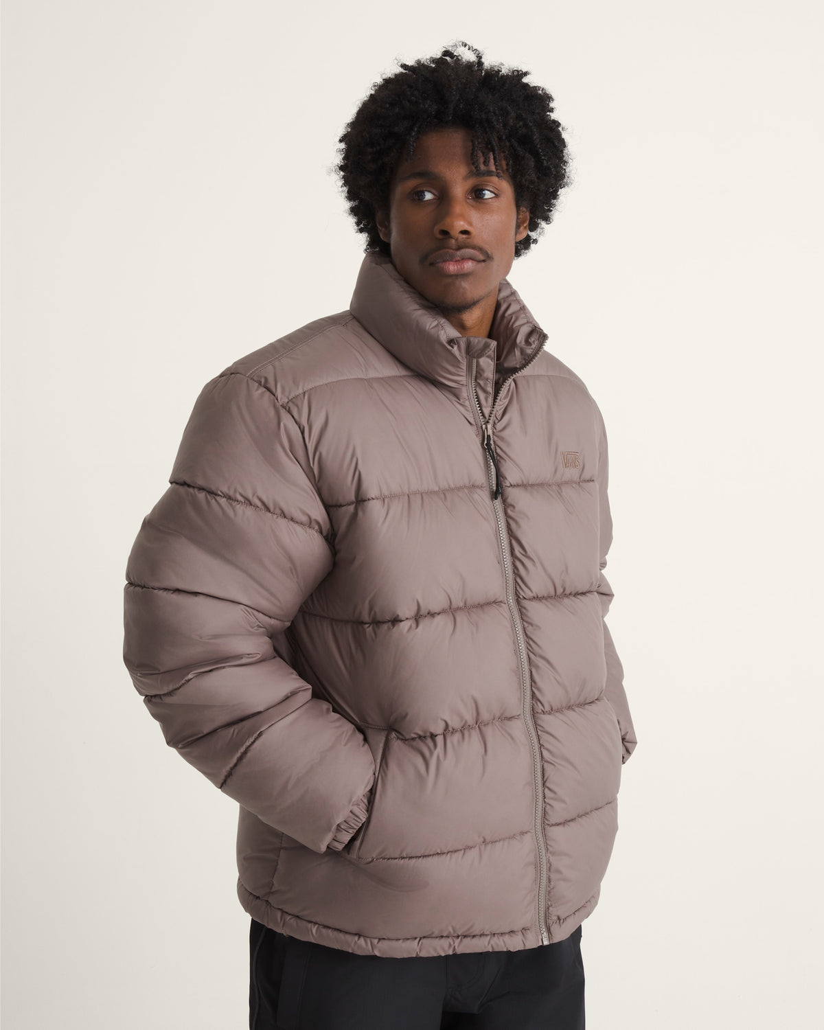 Vans Men's MTE Hillgate No Hood Puffer Jacket in Walnut Brown, on model front