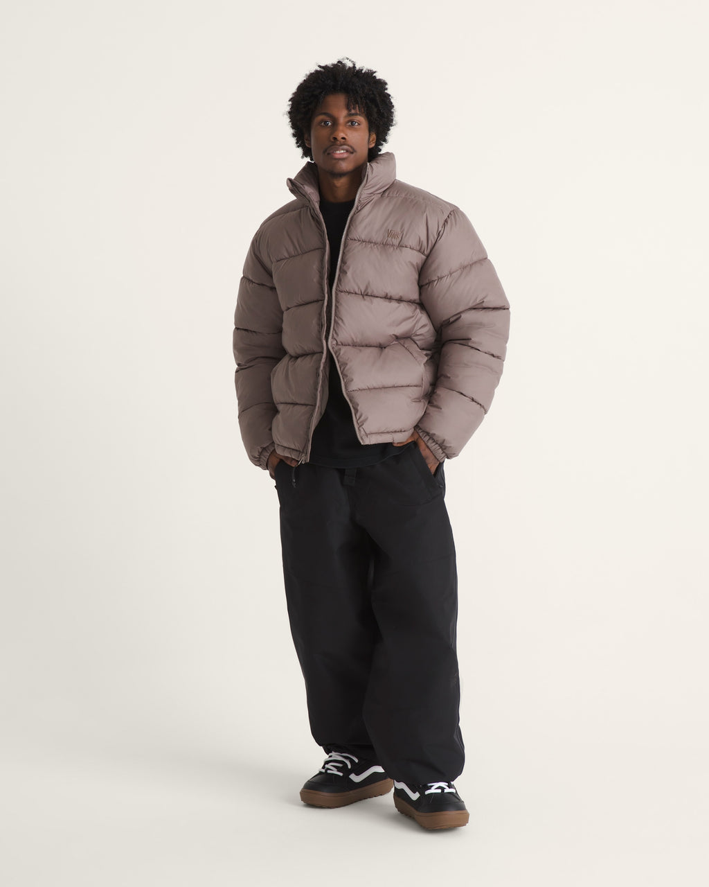 Vans Men's MTE Hillgate No Hood Puffer Jacket in Walnut Brown, full length