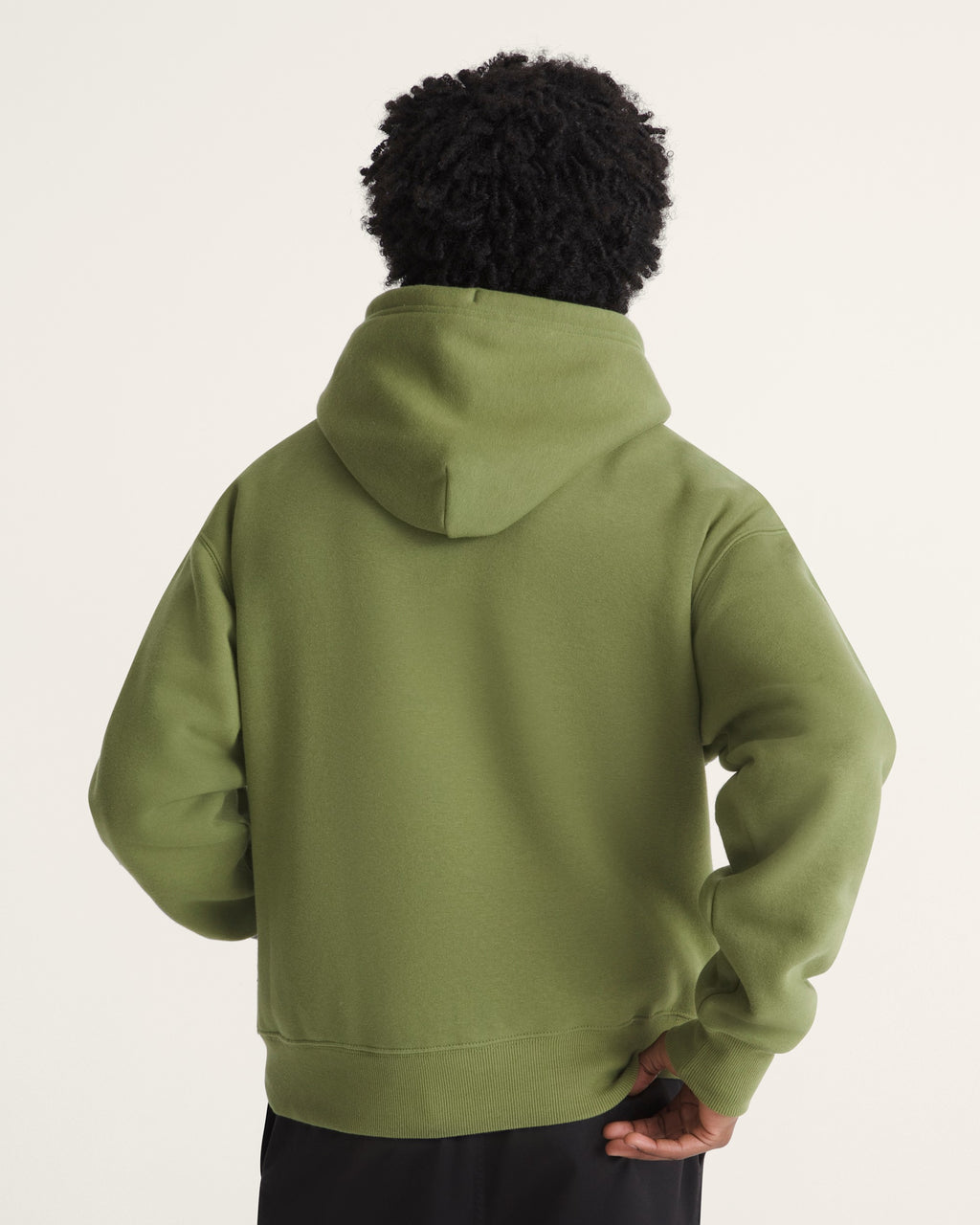 Vans Men's Stretch Logo Pullover Hoodie in Green Balsam, on model back