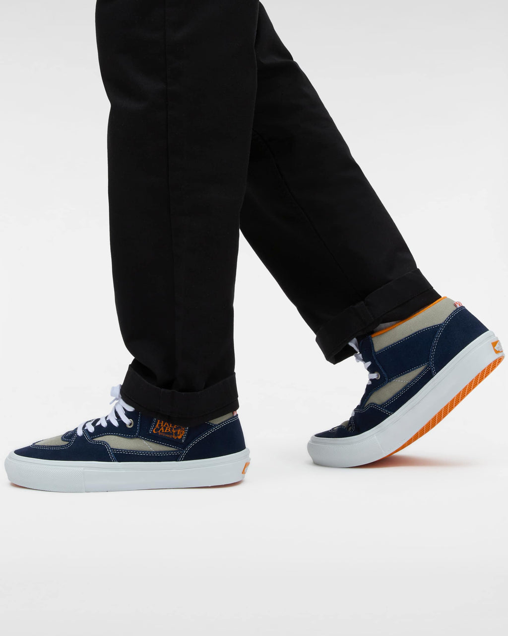 Vans Men's Skate Half Cab Shoes - SMOKE/NAVY - on-model