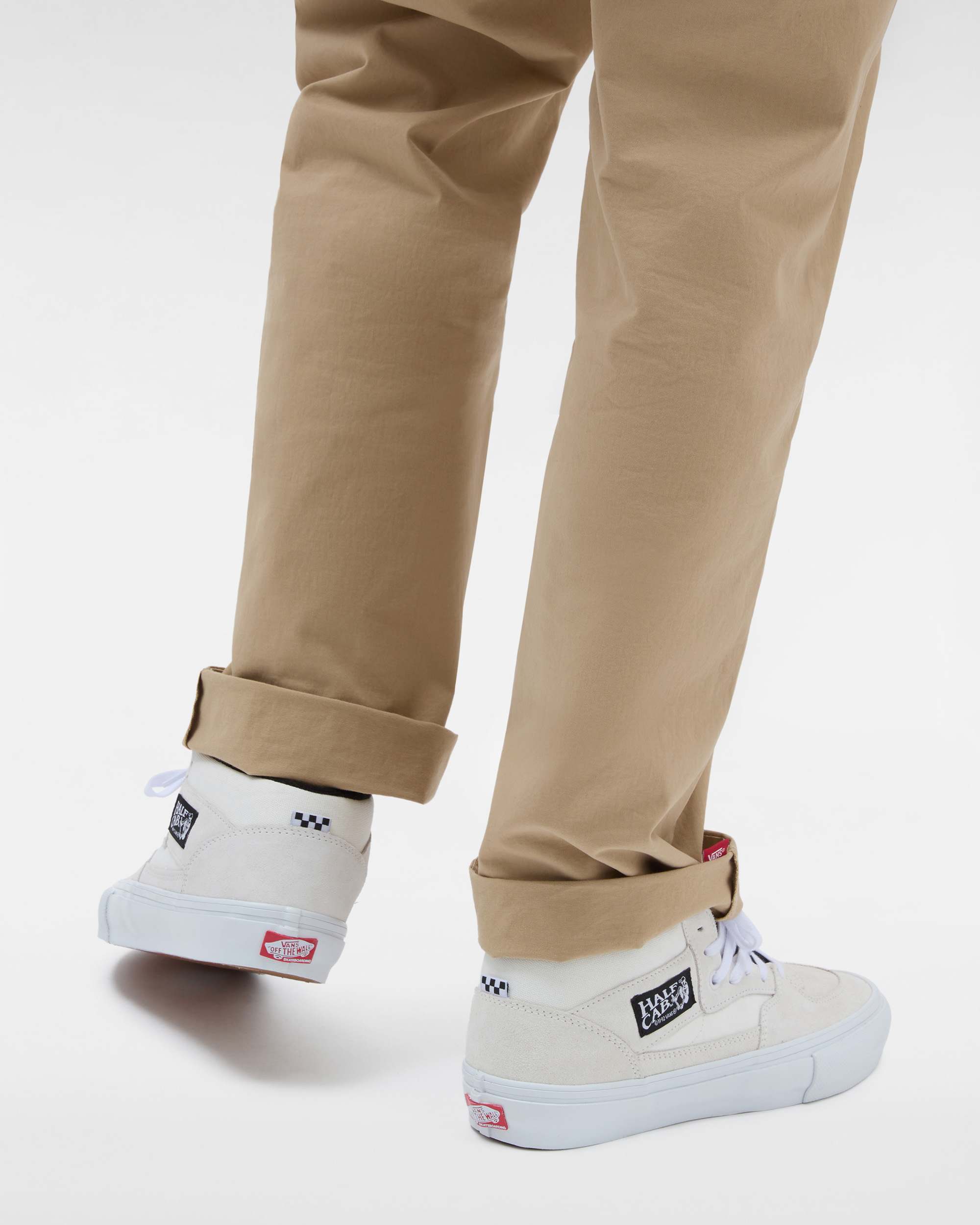 Vans Men's Skate Half Cab Shoes - WHITE/BLACK - on-model