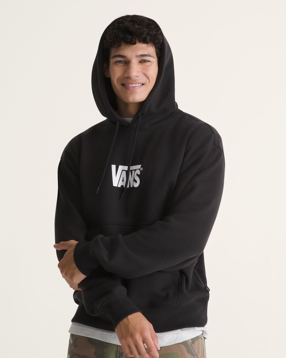 Vans Stretch Logo Pullover Hoodie Black/White front