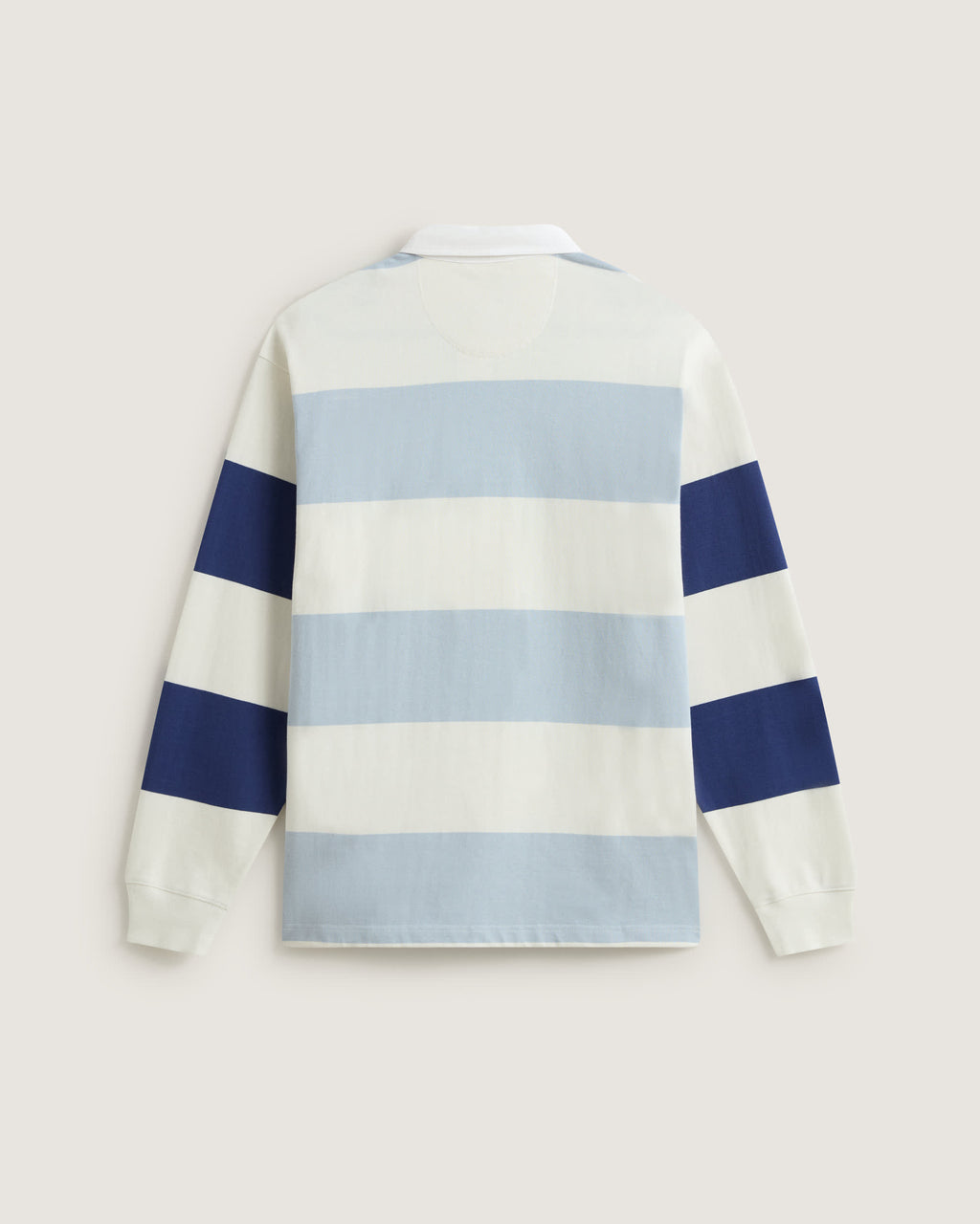 Vans 2-Tone Stripe Ward Rugby Long Sleeve in Marshmallow/Soft Slate — flat back