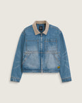 Vans Women's Nicola Cropped Chore Denim Jacket in Distressed Stone, front