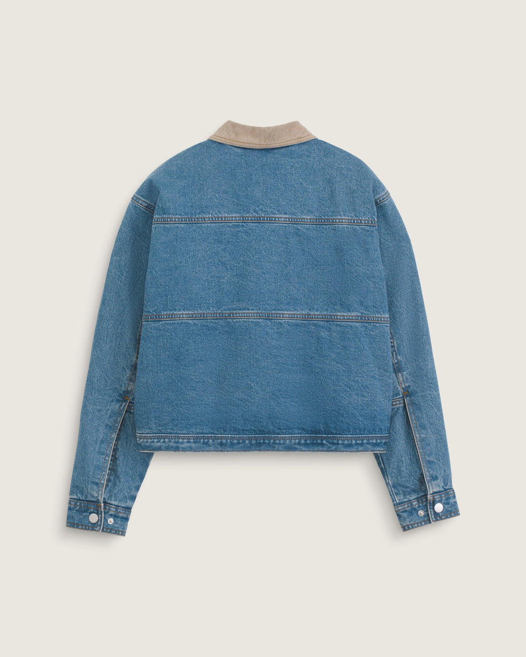 Vans Women's Nicola Cropped Chore Denim Jacket in Distressed Stone, back