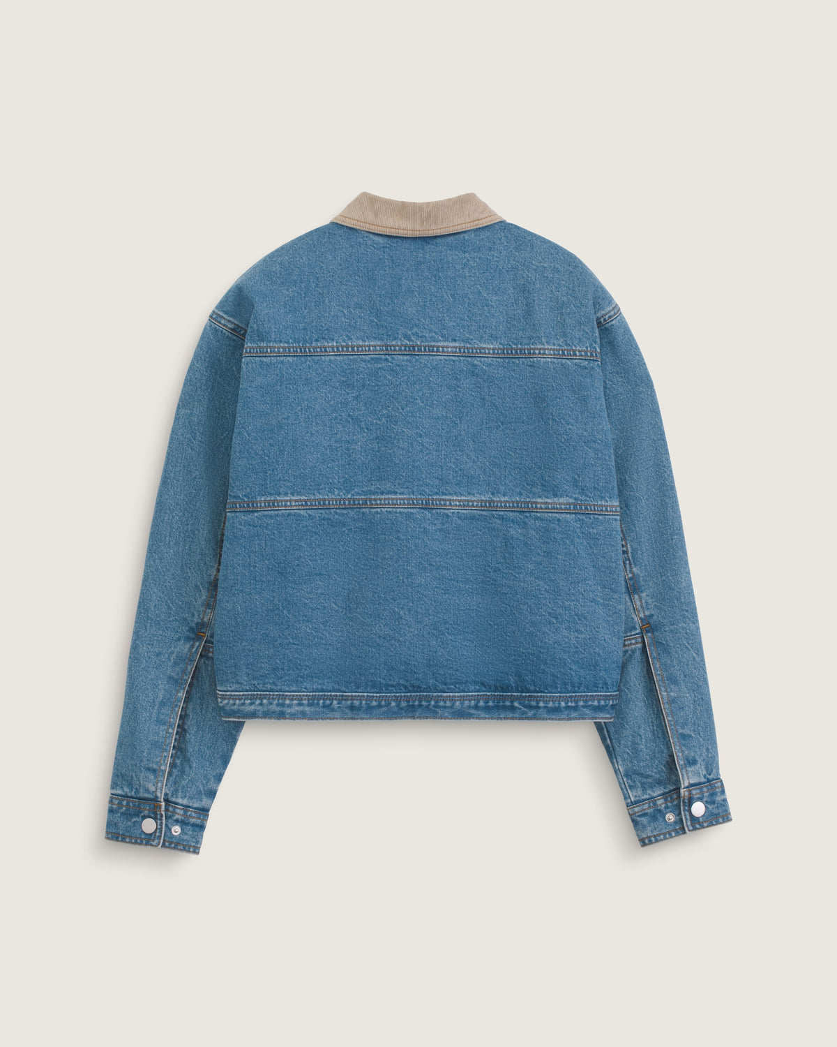 Vans Women's Nicola Cropped Chore Denim Jacket in Distressed Stone, back