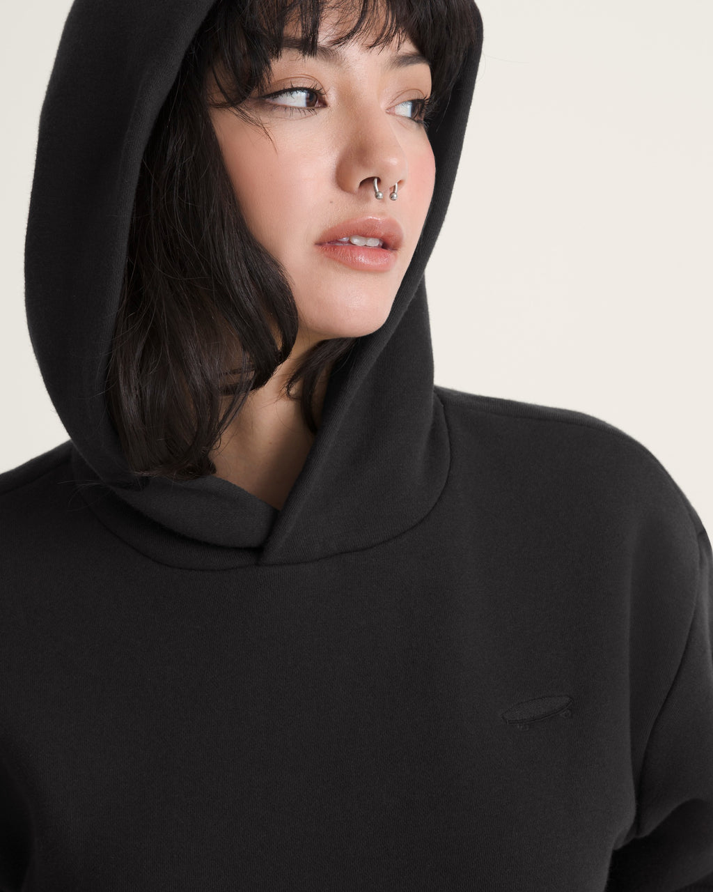 Vans Women's Salton Pullover Black - hood detail