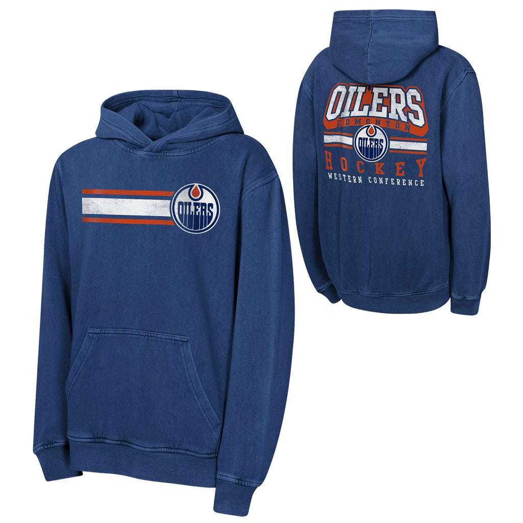 Youth Edmonton Oilers Cross Fade Pigment Dyed Pullover Hoodie