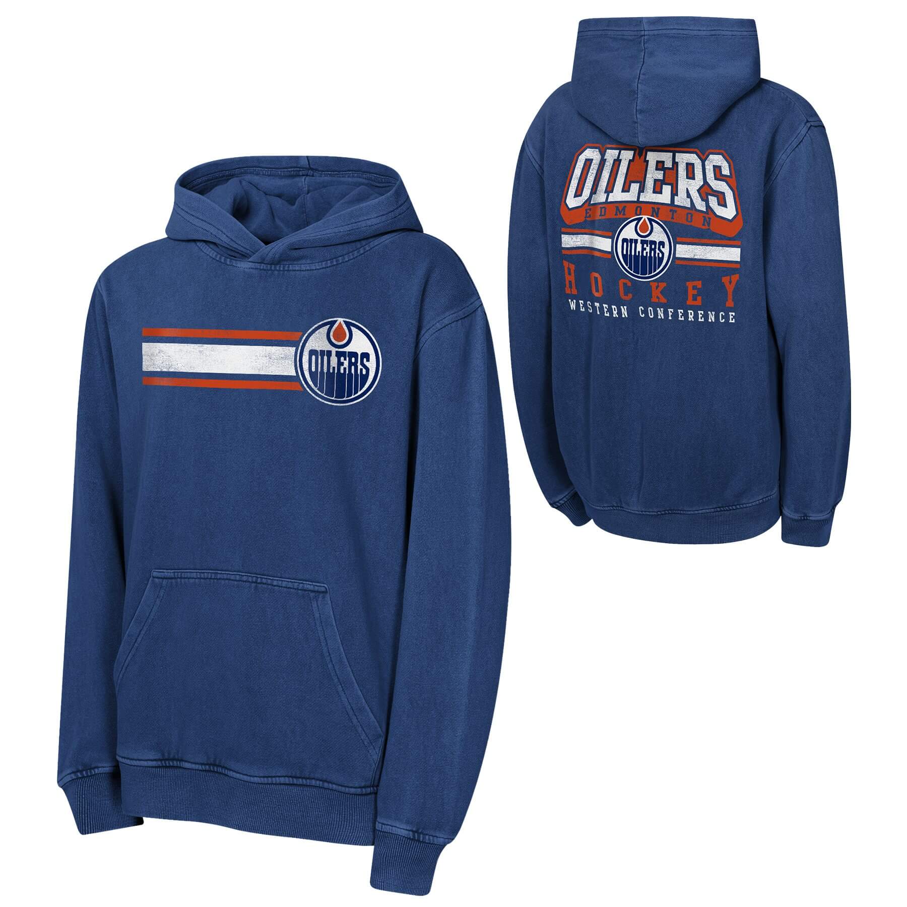 Youth Edmonton Oilers Cross Fade Pigment Dyed Pullover Hoodie