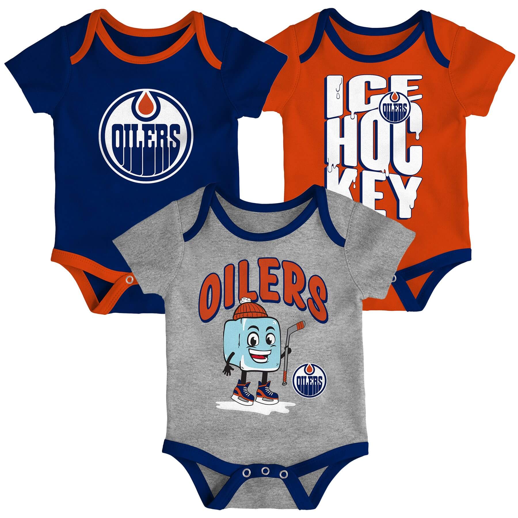 Outerstuff Infant Edmonton Oilers Triple Header 3 Piece Creeper Set