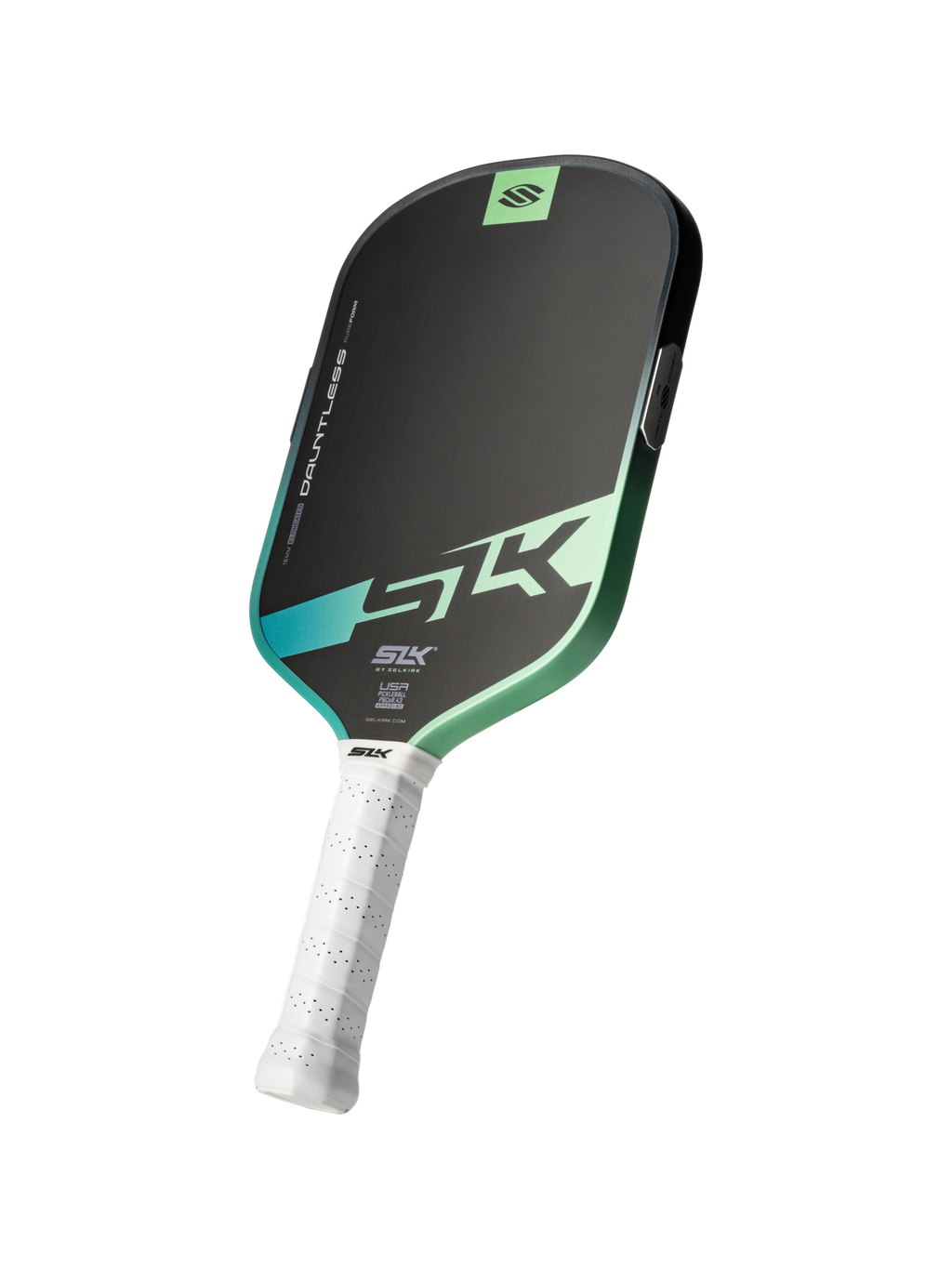 Selkirk SLK Dauntless Elongated Pickleball Paddle - Lagoon, angled view