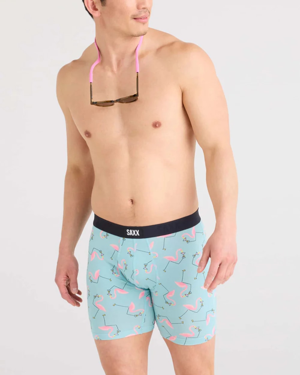 Saxx Vibe Xtra (2 Pack) Soft Comfort Boxer Brief - Drinko Flamingo/Black