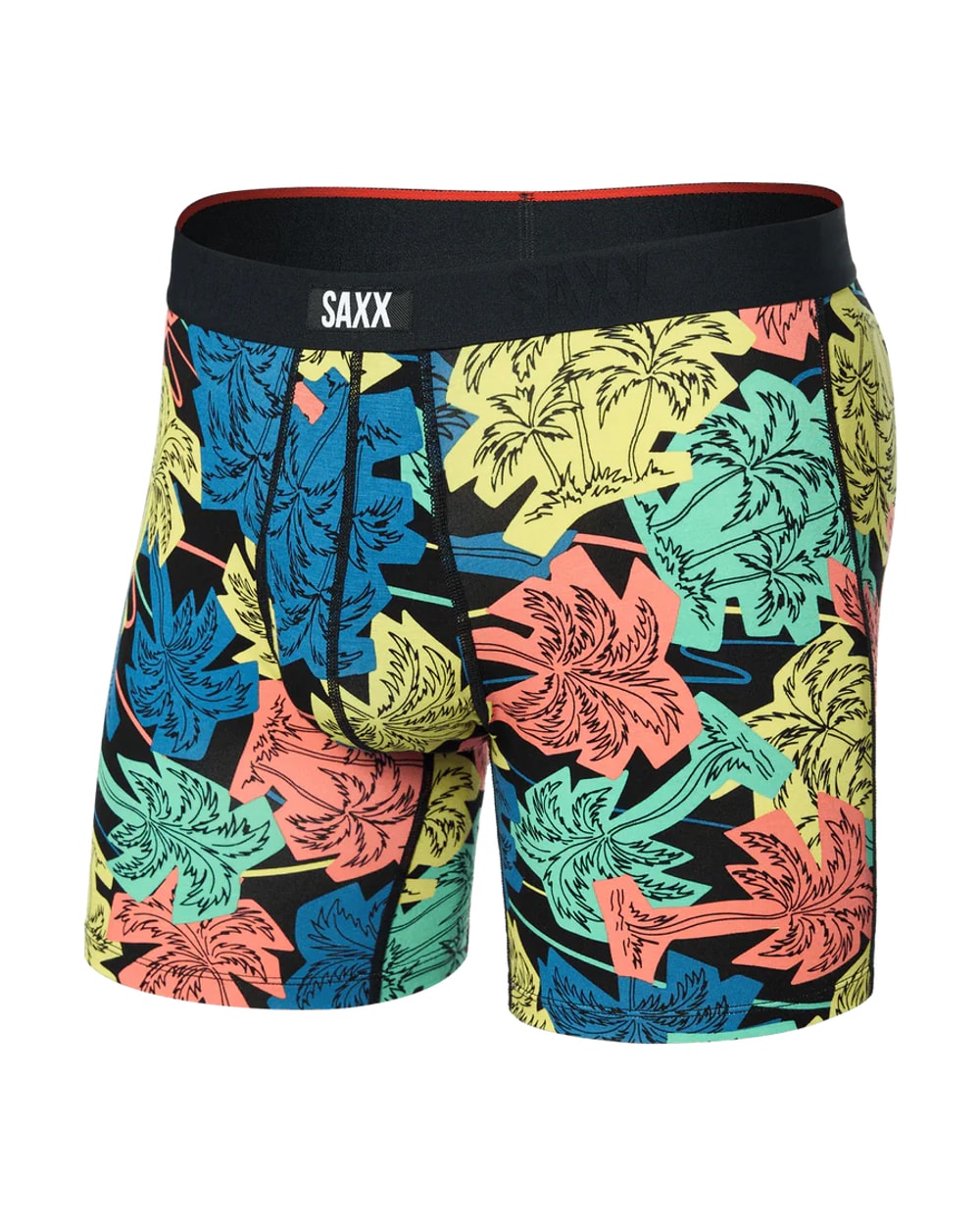 Saxx Vibe Xtra Soft Comfort Boxer Brief - Palm Fun Black
