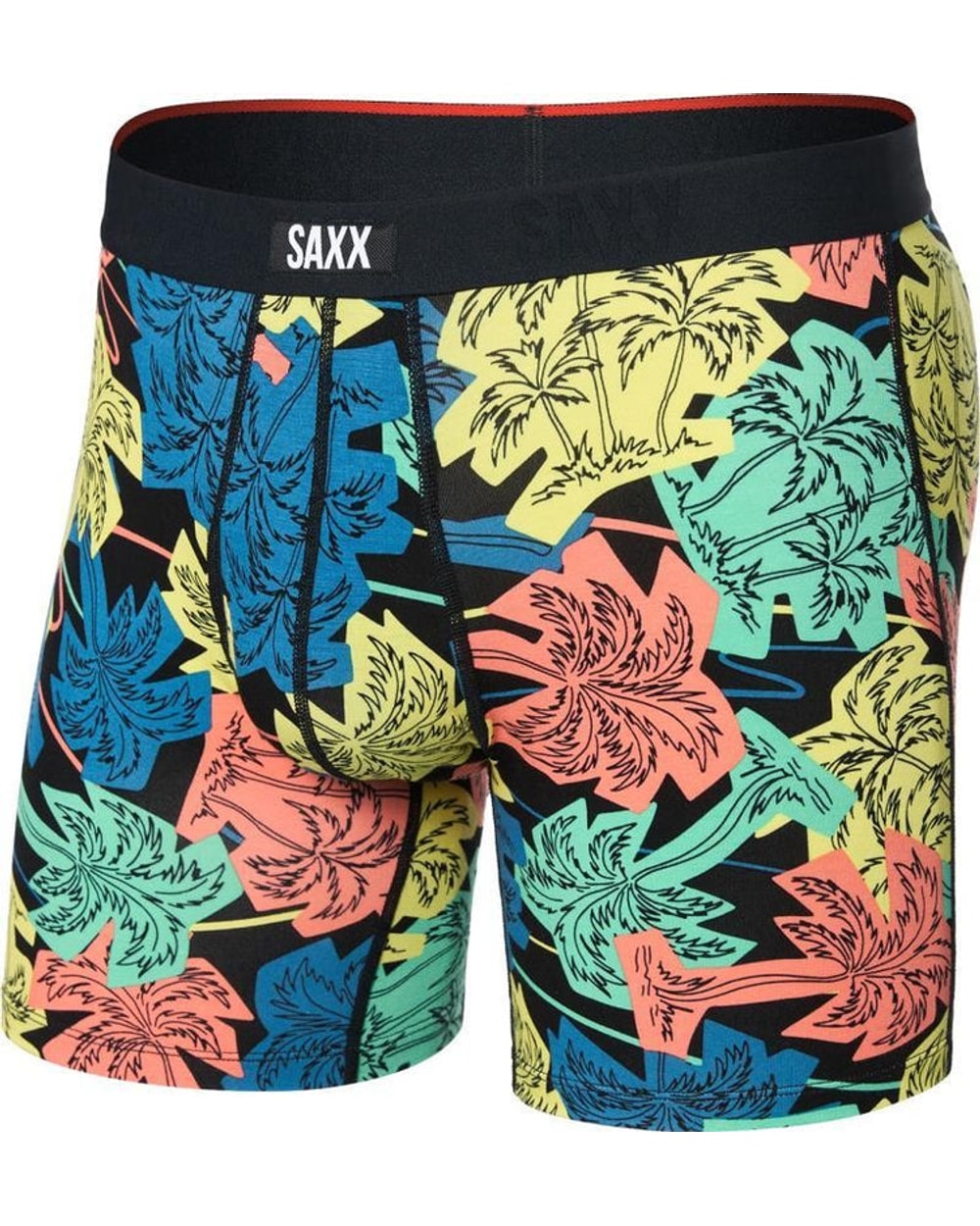 Saxx Vibe Xtra Soft Comfort Boxer Brief - Palm Fun - Black