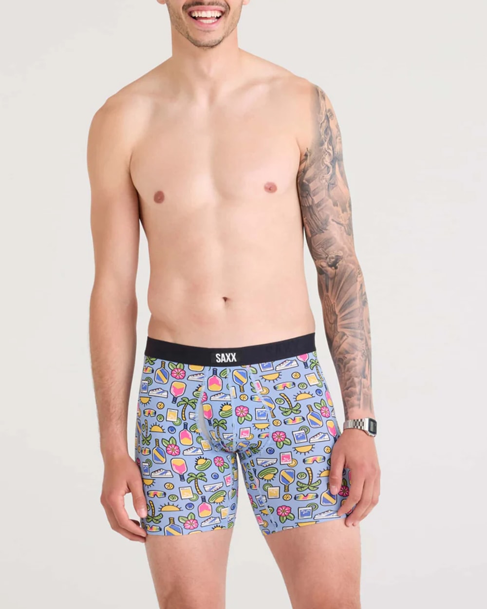 Saxx Vibe Xtra Soft Comfort Boxer Brief - Pickleball Paradise-Blue