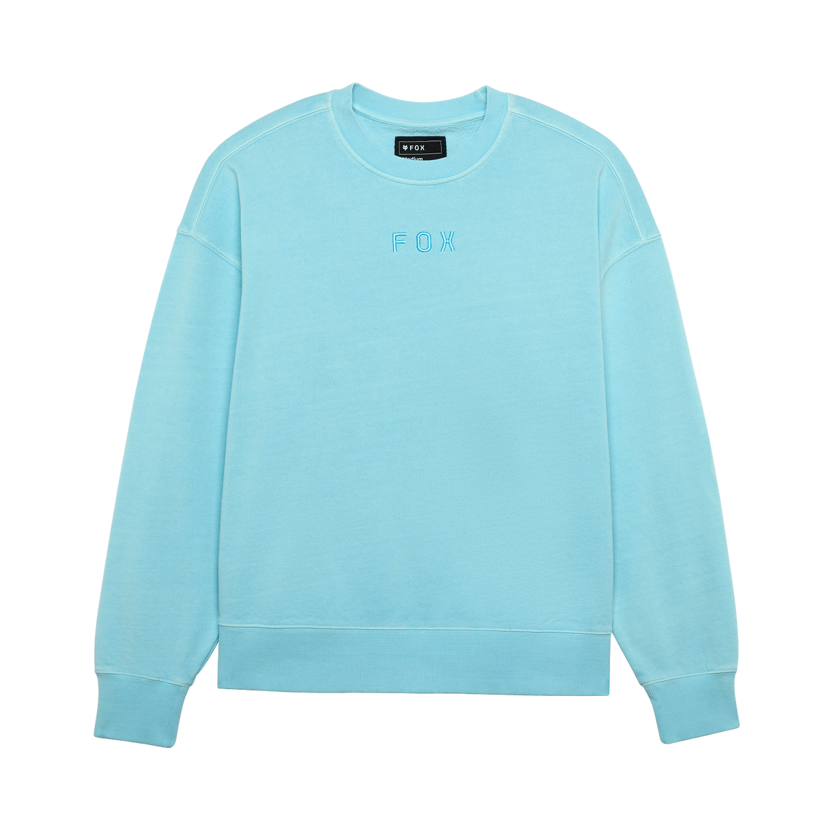 Fox Wordmark Oversized Crew Pullover - Light Blue - Front