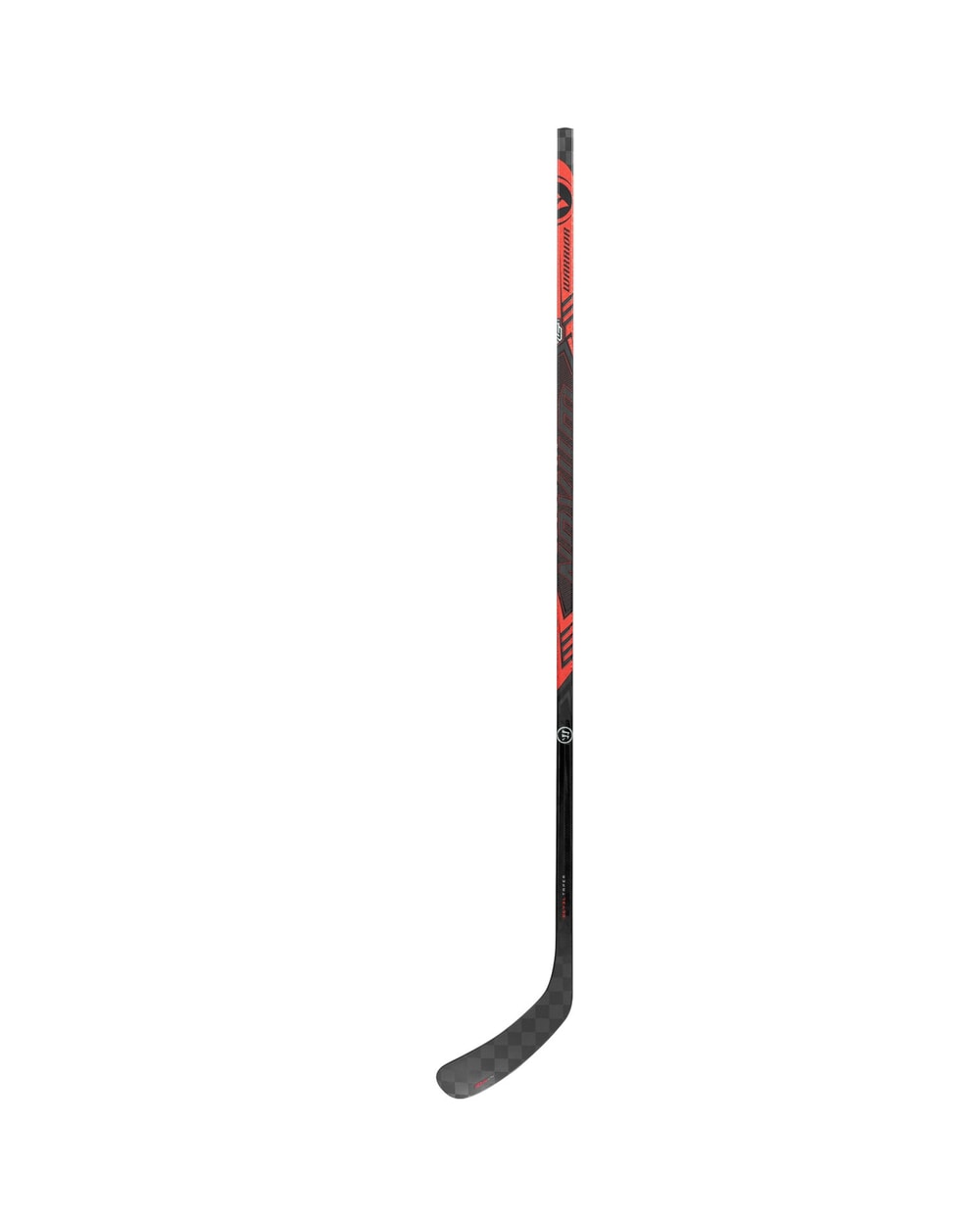 Warrior Intermediate Novium 3 Pro Hockey Stick - Black/Red, front view