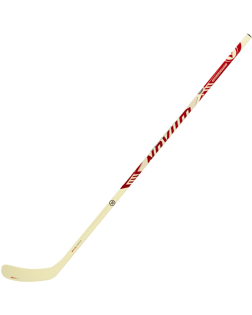 Warrior Intermediate Novium 3 Pro White Hockey Stick - White/Red, angled view