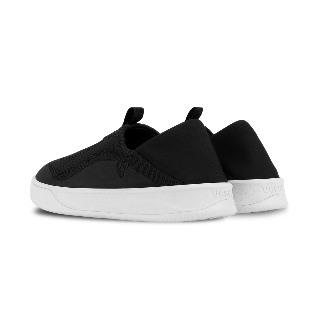 Vessi Women's Weekend Slip-On Sneaker - BLACK/WHITE, back