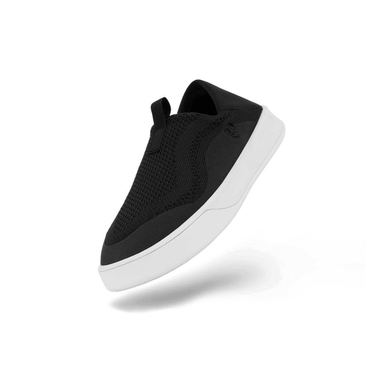 Vessi Men's Weekend Slip-On Sneaker - BLACK/WHITE, front three-quarter