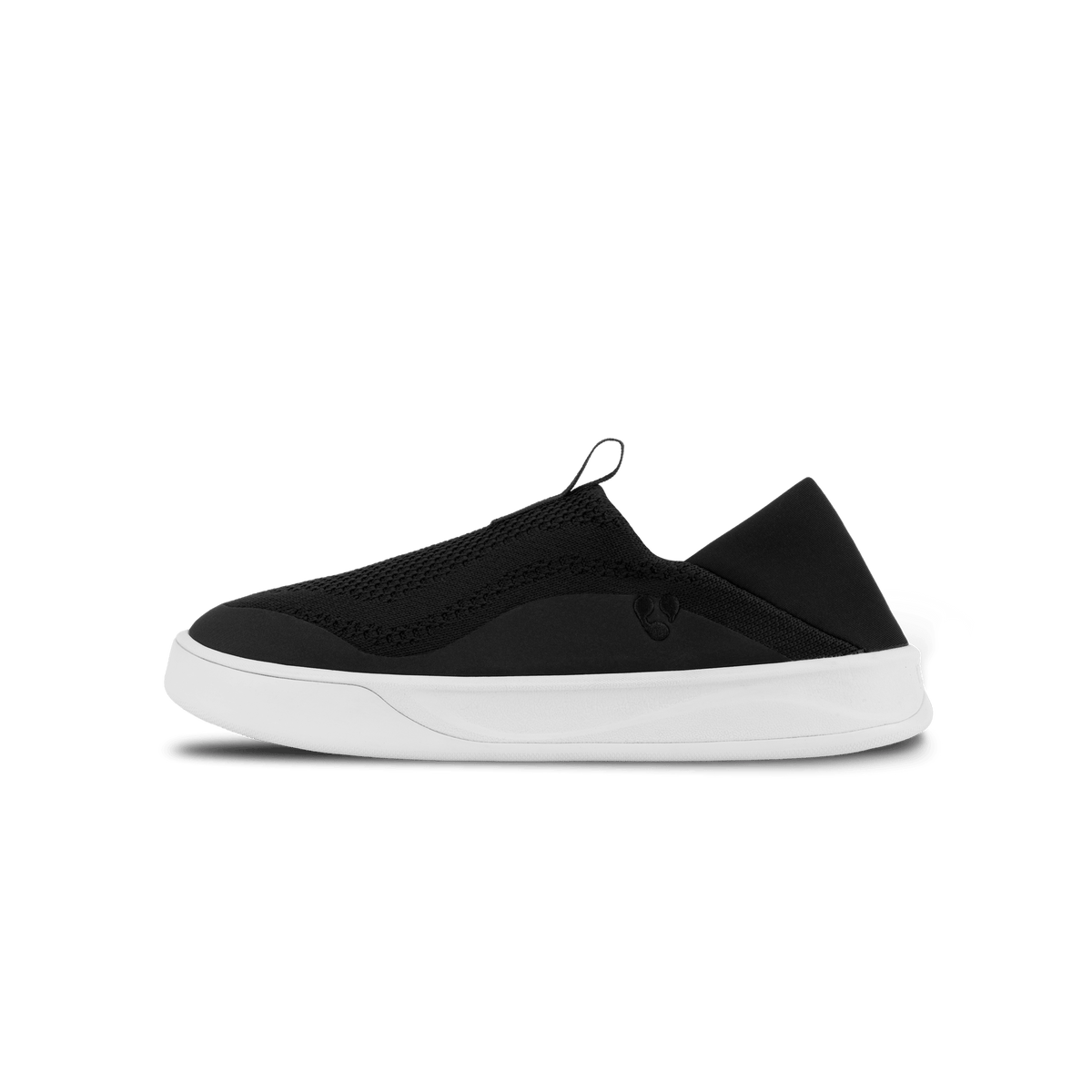 Vessi Men's Weekend Slip-On Sneaker - BLACK/WHITE, side profile