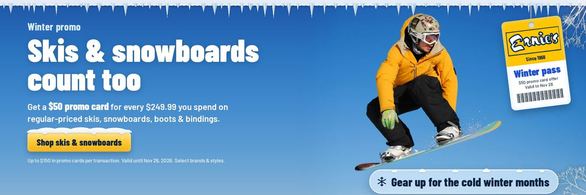 Skis and snowboards count too. Gear up for the cold winter months