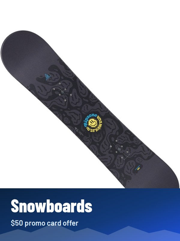 Shop snowboards in the winter promo