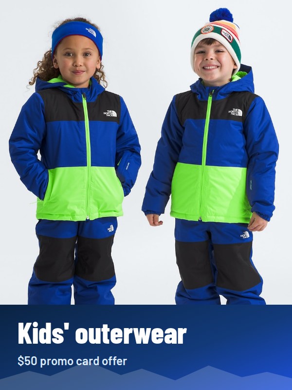 Shop kids' outerwear in the winter promo