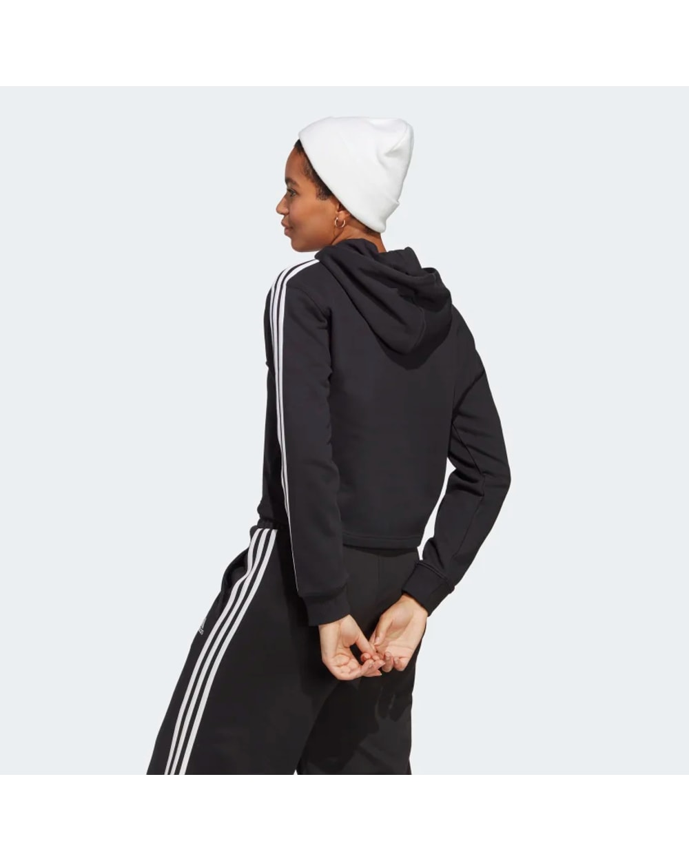 Women's Essentials 3 Stripe French Terry Crop Hoodie