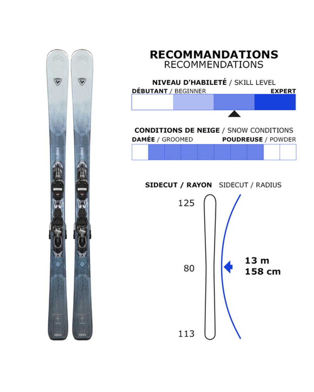 Rossignol Women's Experience 80 Carbon/Xpress 11 GW All Mountain Alpine Skis