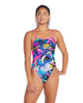 Women's Printed Double Strap X Back One Piece
