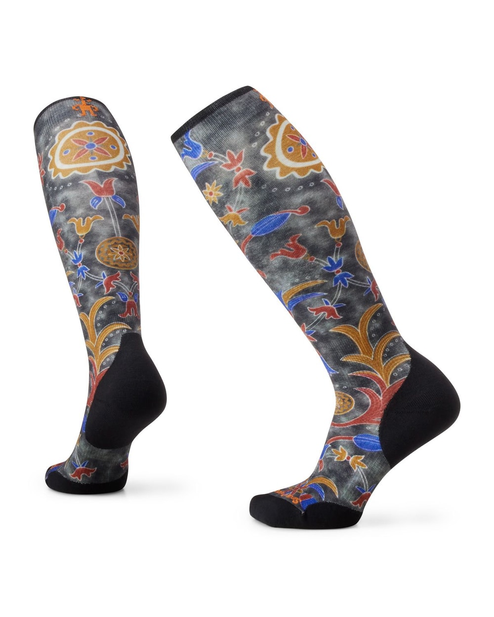 Women's Ski Targeted Cushion Royal Floral Print OTC Socks