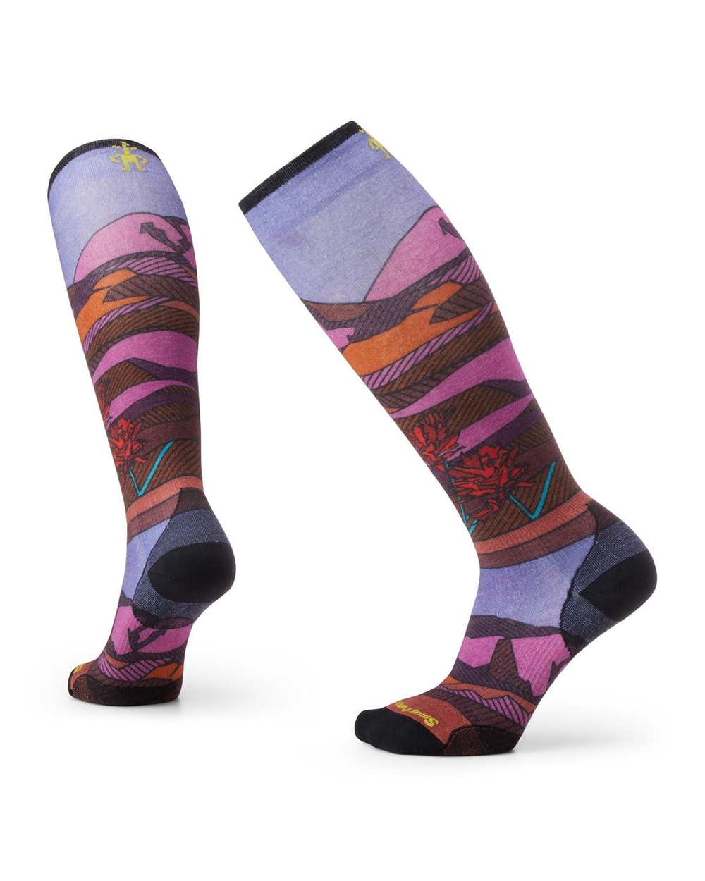 Women's Ski Zero Cusion Floral Field Print OTC Socks
