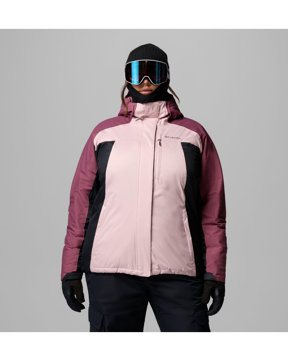 Columbia Women's Snowy Summit Jacket - Plus Size - Mineral Pink - front