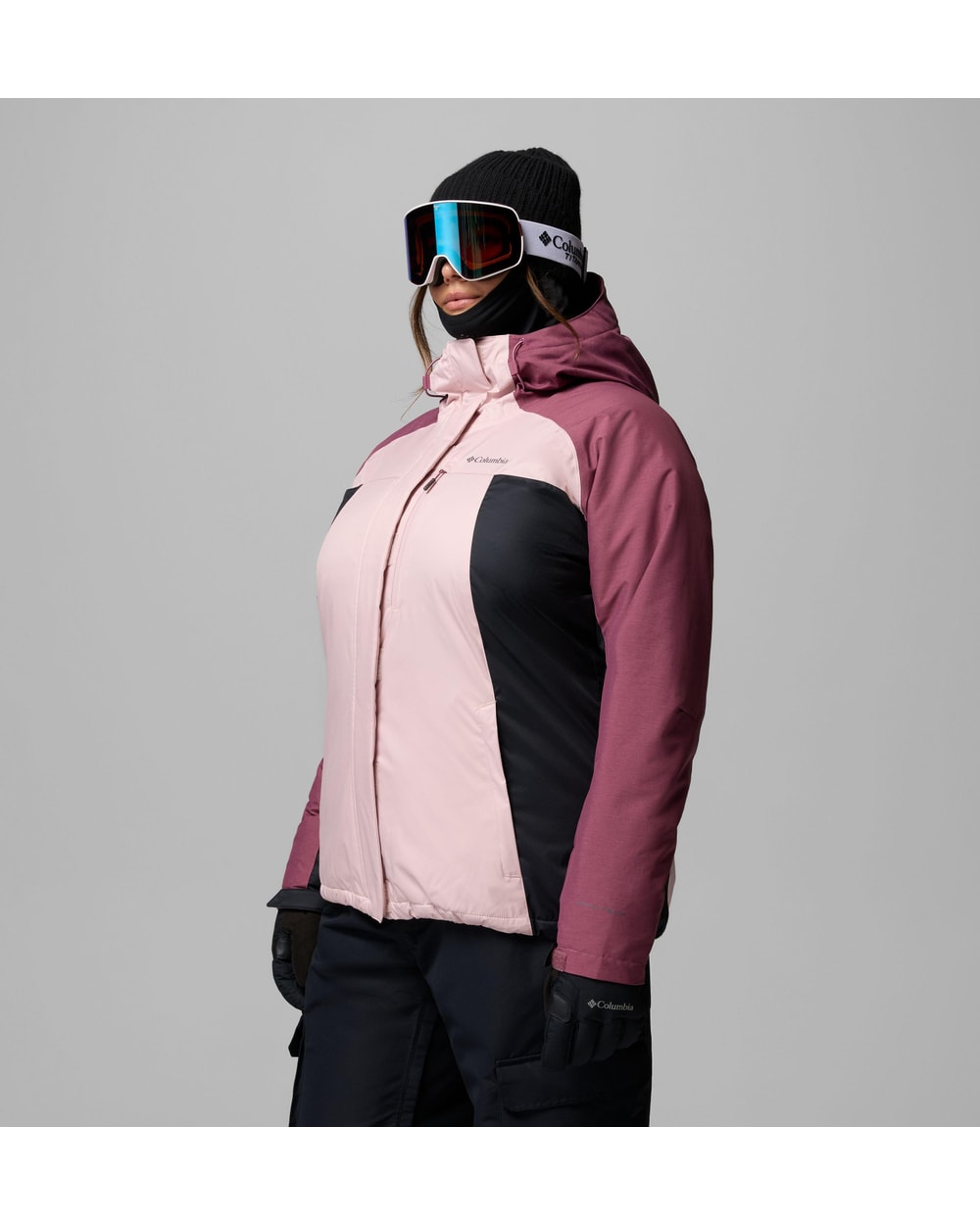 Columbia Women's Snowy Summit Jacket - Plus Size - Mineral Pink - three quarter