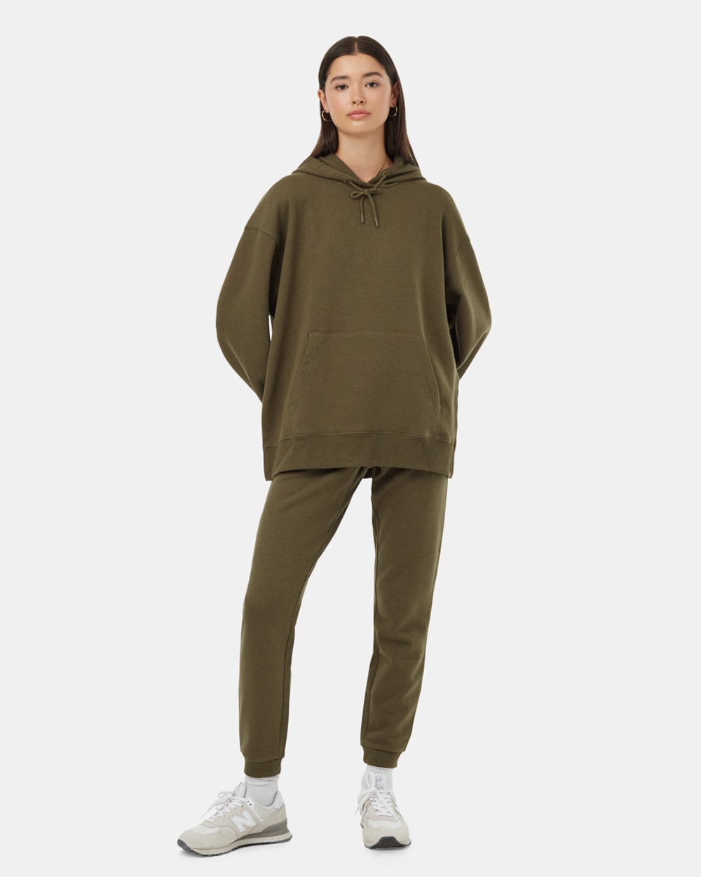 Tentree Oversized Hoodie Olive Night Green - front