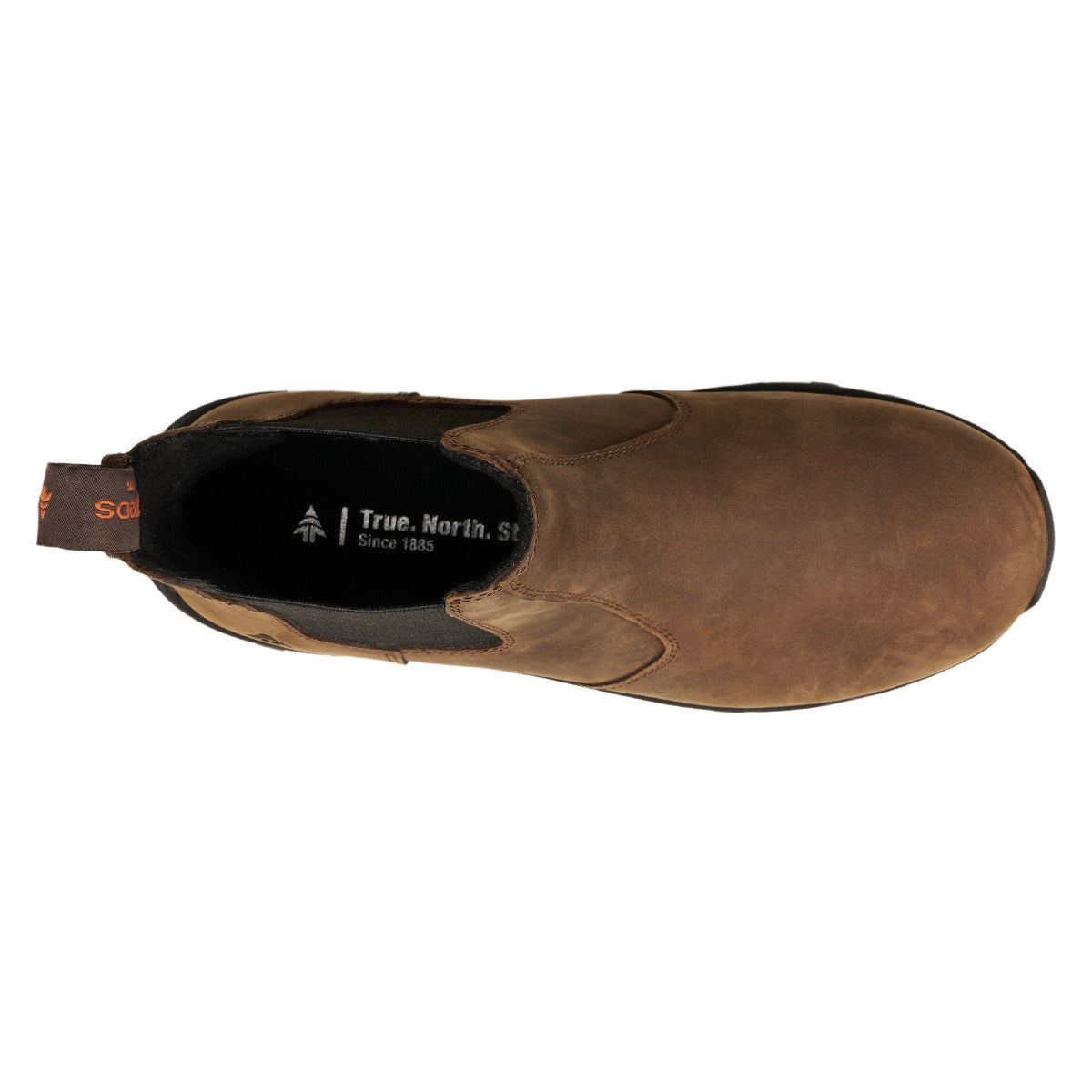Woods Telford II IceFX Slip-On Men's Winter Boots in Brown - top view showing gore panels
