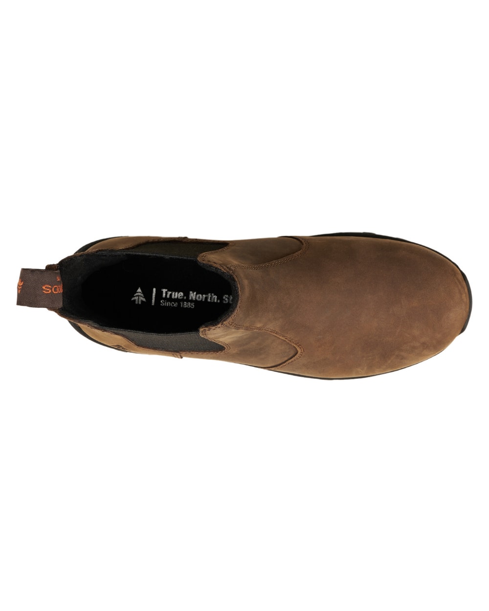 Woods Telford II IceFX Slip-On Men's Winter Boots in Brown - top view showing gore panels
