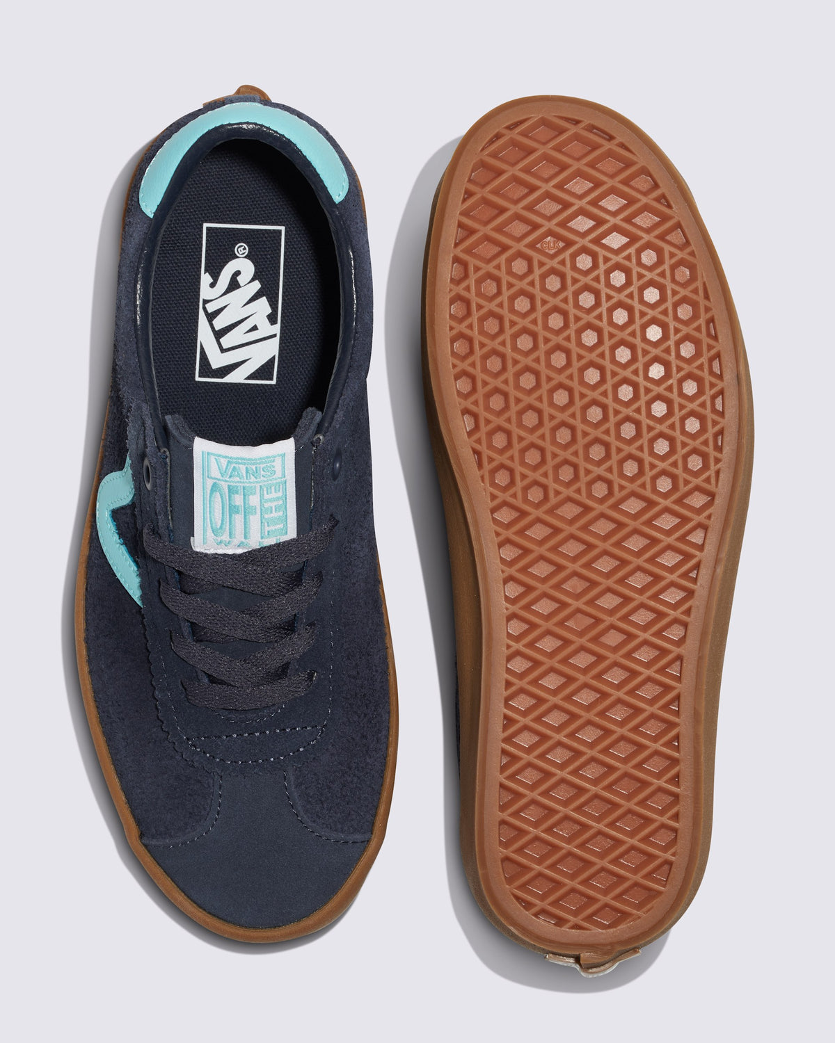 Vans Men's Sport Low Shoes - Gum Multi Blue, top and outsole view