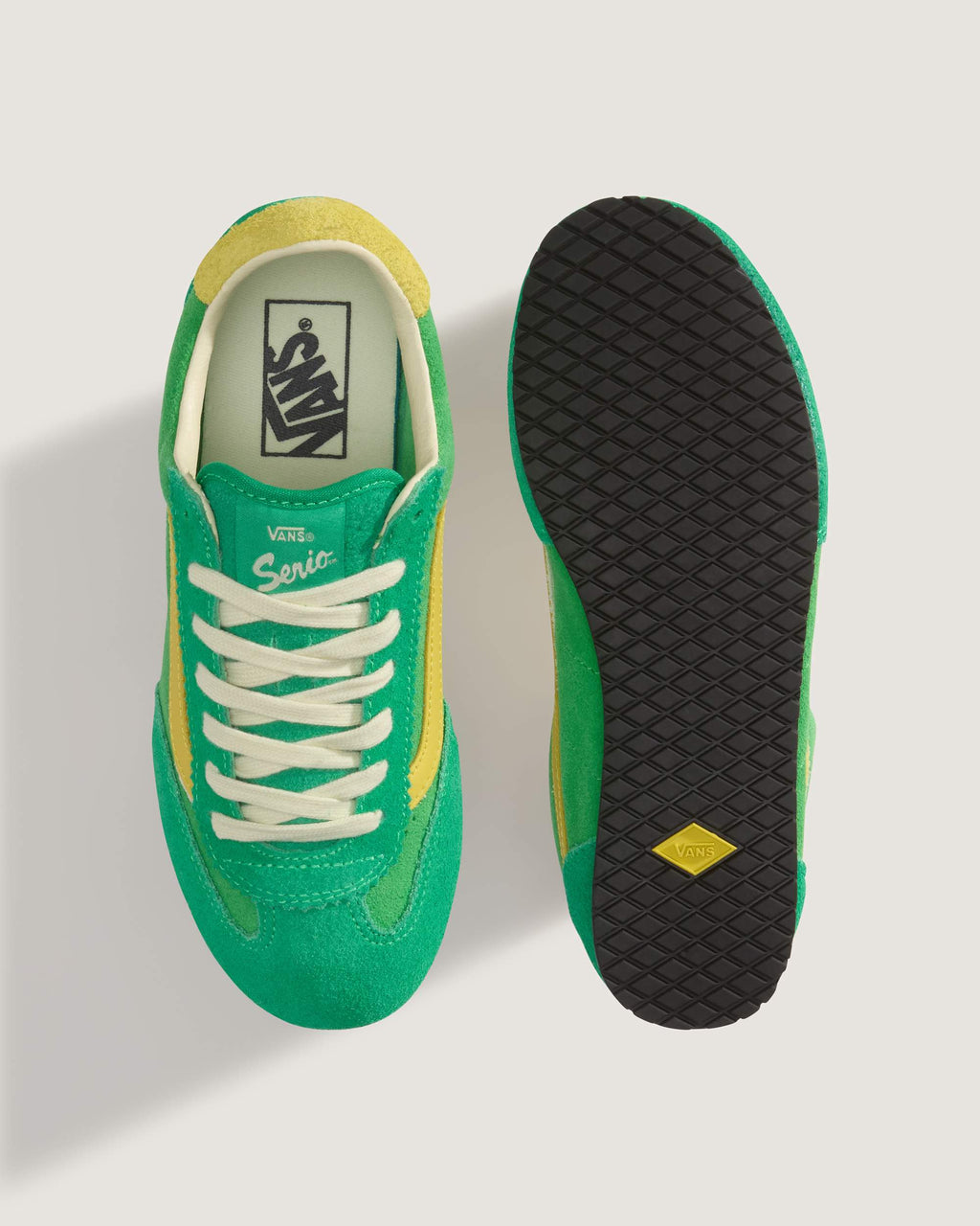 Vans Women's Super Lowpro Shoes - Vivid Verdant/Space Yellow, top and outsole view