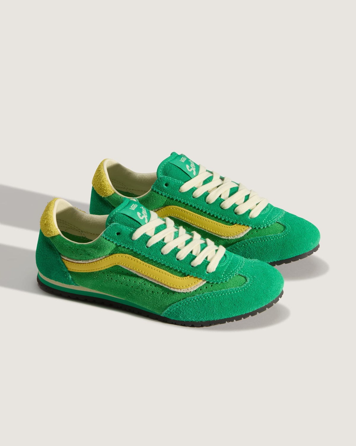 Vans Women's Super Lowpro Shoes - Vivid Verdant/Space Yellow, pair three-quarter view