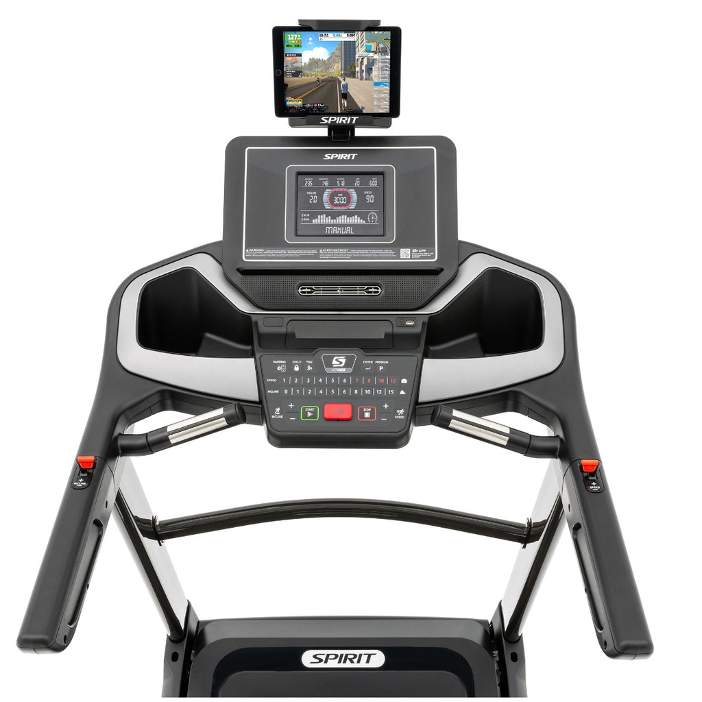Spirit Fitness XT485 Treadmill - Black, console view