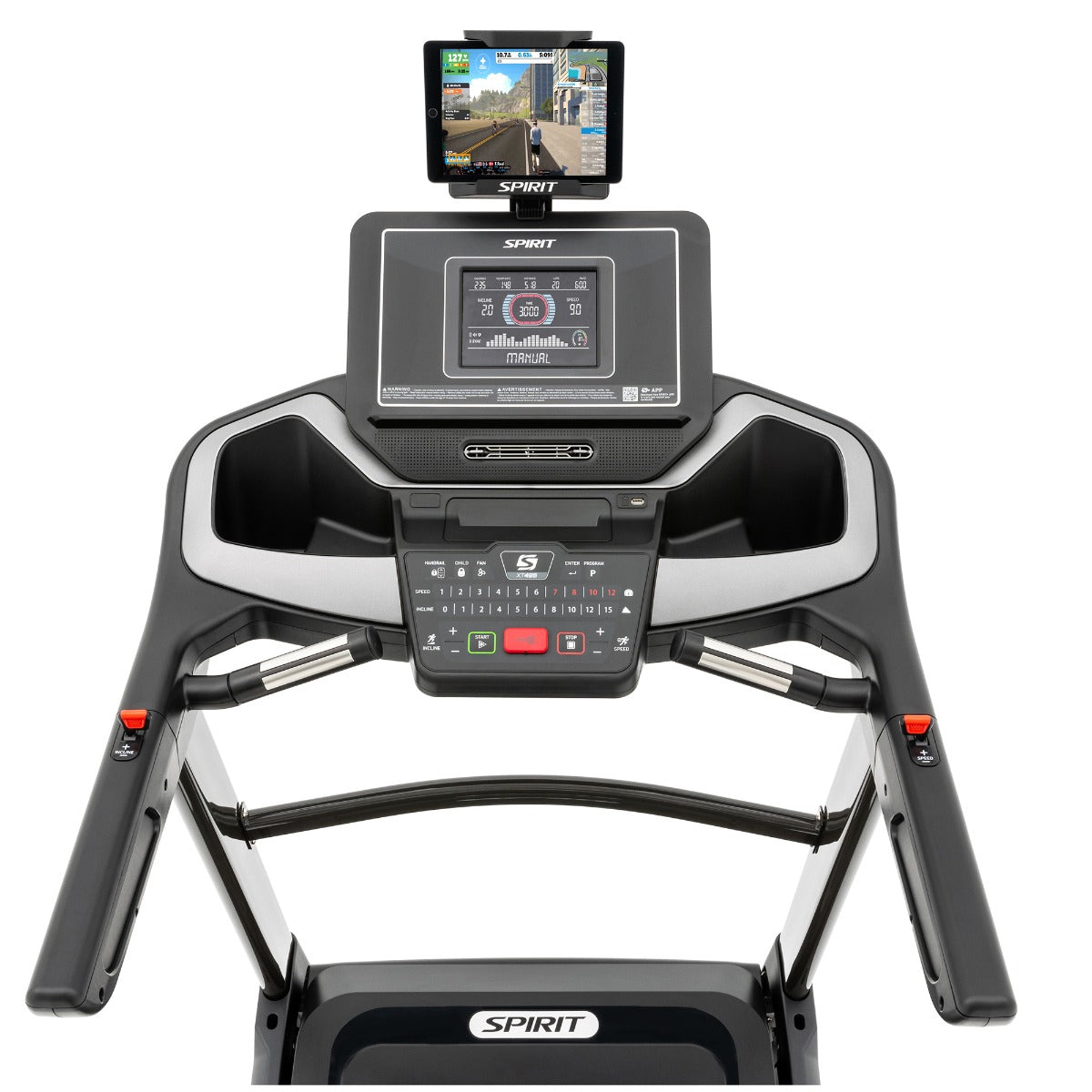 Spirit Fitness XT485 Treadmill - Black, console view