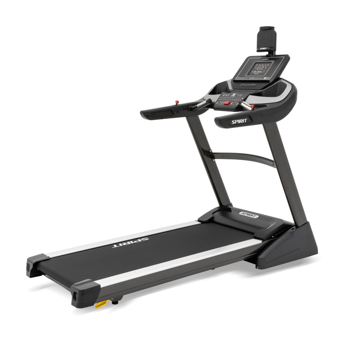 Spirit Fitness XT485 Treadmill - Black, front 3/4 view