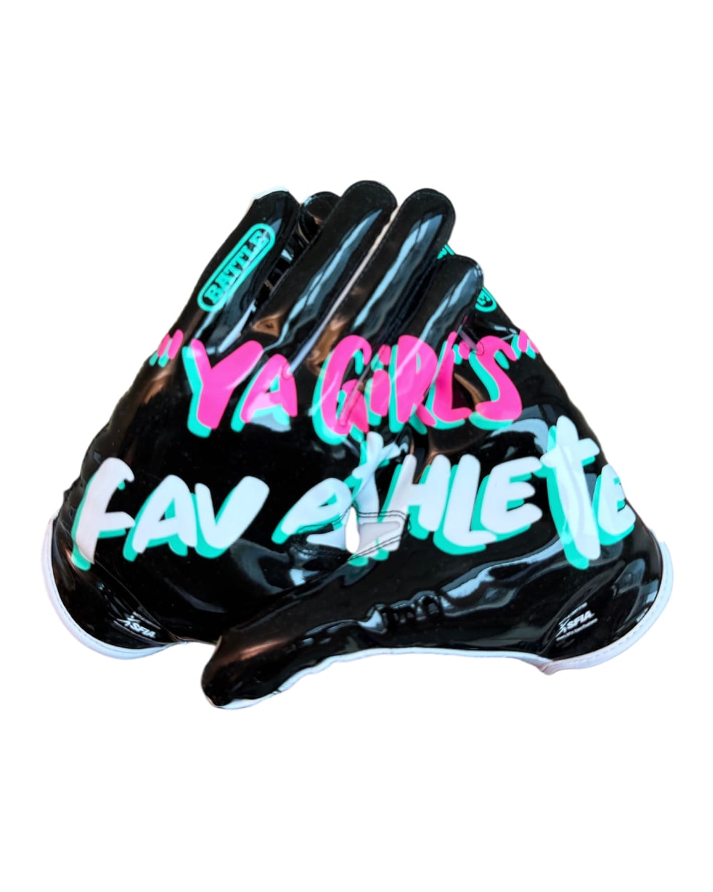 "Ya Girl's Favourite Athlete" Adult Doom Speed Receiver Football Gloves - MULTI